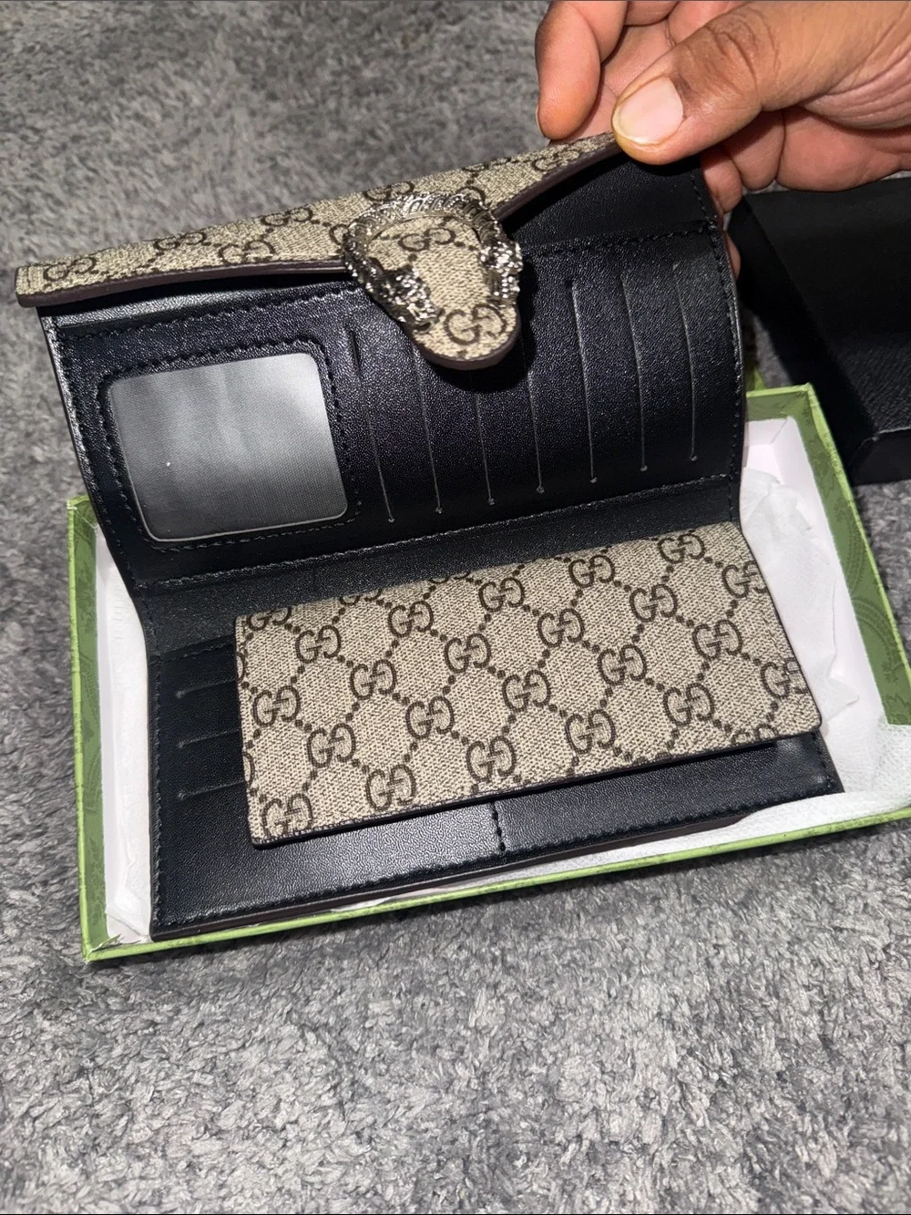 Beige Brown GG Supreme Dionysus Continental Wallet with Silver Hardware - Picture 3 of 8